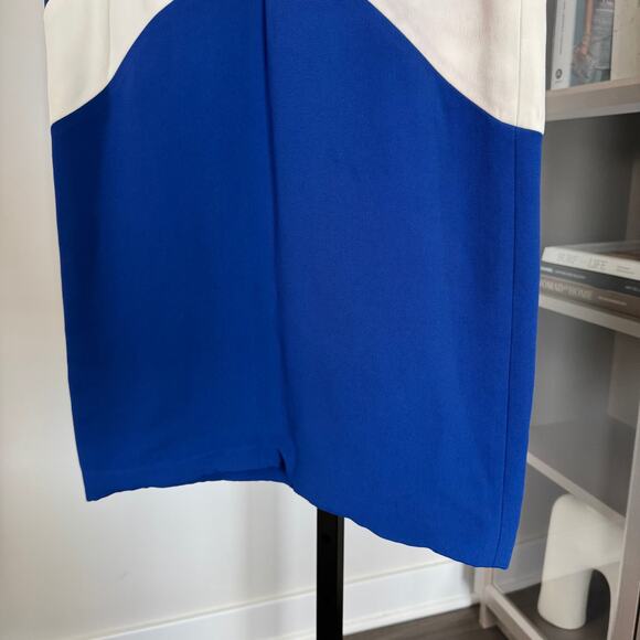 PRADA Color Block Royal Blue White V-Neckline Sleeveless Shift Dress 40 Mini 4 - Picture 3 of 6